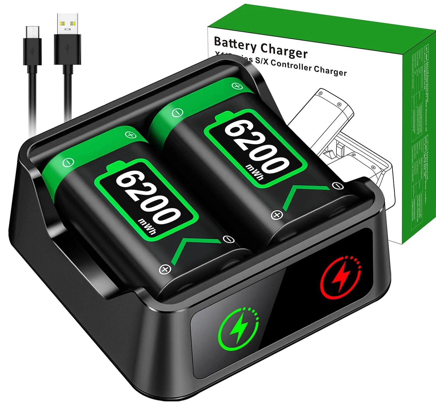 Compact Dual Charger, 2 × 6200 mWh, 2 packs, 6200 mWh