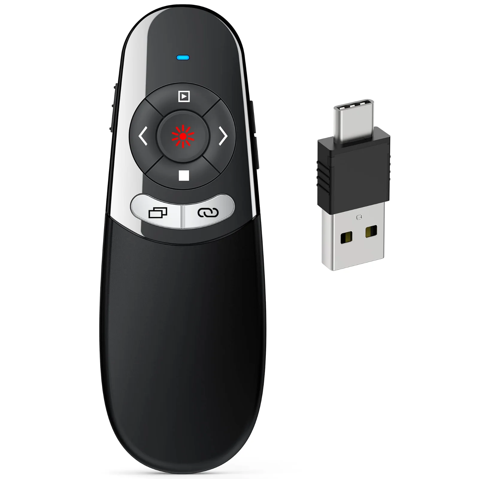 2-in-1 USB-A and USB-C Clicker, Black